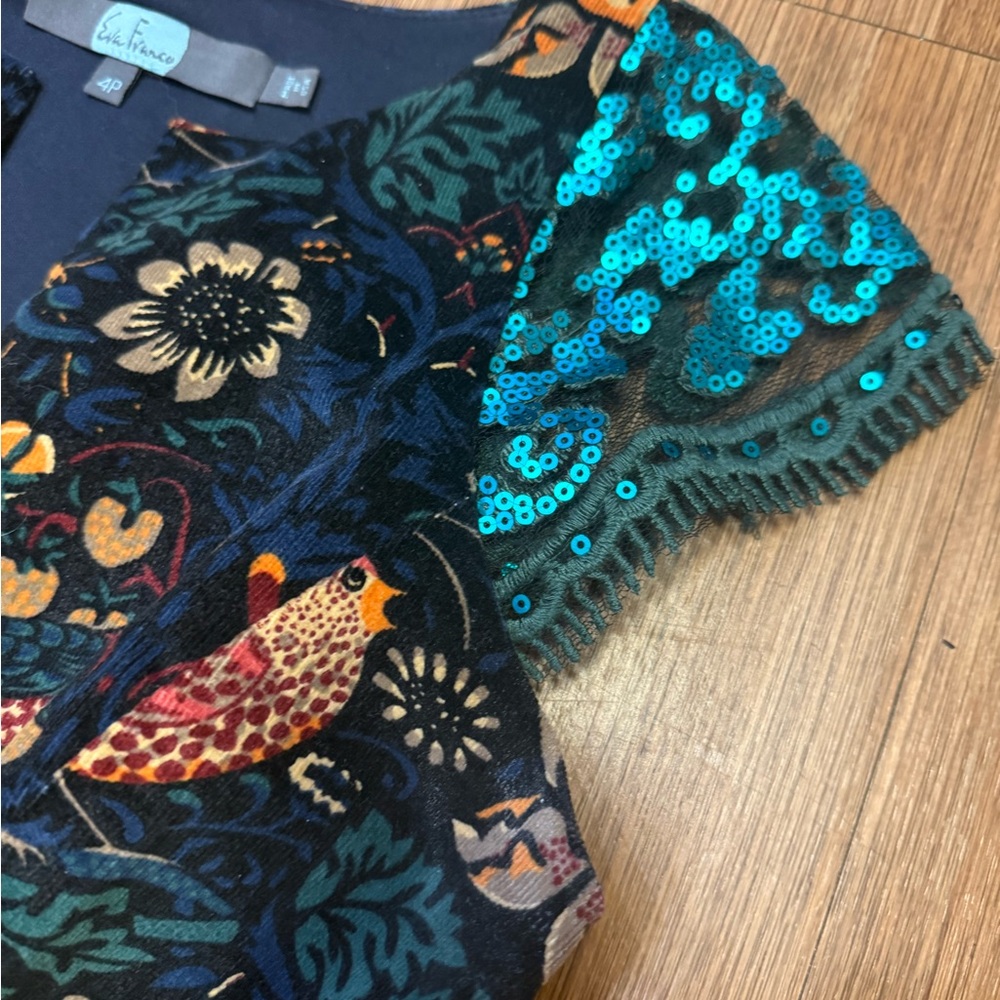 Eva Franco Black and Teal Mini Dress - Picture 7 of 7
